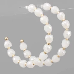 Purple Door Boutique New Arrivals White Beaded Hoop Earrings