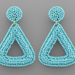 Purple Door Boutique Turquoise Rounded Triangle Beaded Earrings