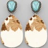 Purple Door Boutique Ivory Cowhide And Turquoise Earrings Western Styles