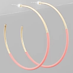 Purple Door Boutique Peach Half Coated Hoop Earrings