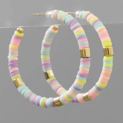 Purple Door Boutique Pastel Rubber Beaded Hoop Earrings New Arrivals