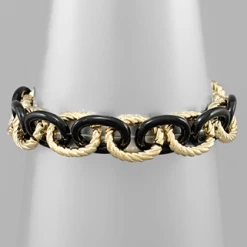 Purple Door Boutique Black And Gold Linked Bracelet