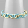 Purple Door Boutique Turquoise And Gold Linked Bracelet