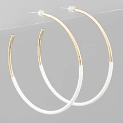 Purple Door Boutique White Half Coated Hoop Earrings