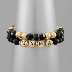 Purple Door New Arrivals Mama Black Beaded Bracelet Set