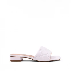 Shu Shop New Arrivals Denis White Quilted Slide Sandals