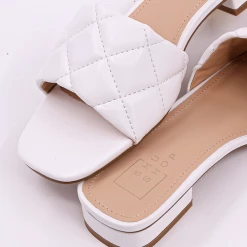 Shu Shop New Arrivals Denis White Quilted Slide Sandals