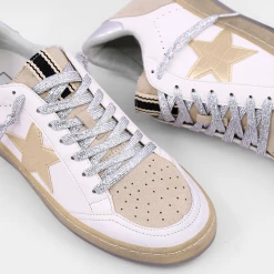 Shu Shop New Arrivals Rosalia White And Gold Star Sneakers