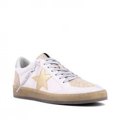 Shu Shop New Arrivals Rosalia White And Gold Star Sneakers