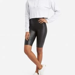 Spanx Faux Leather Black Biker Shorts