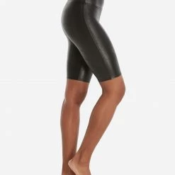Spanx Faux Leather Black Biker Shorts