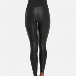 Spanx Mama Faux Leather Black Maternity Leggings
