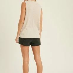 Purple Door Boutique Daydreaming Taupe Ribbed Tank Top