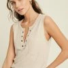 Purple Door Boutique Daydreaming Taupe Ribbed Tank Top