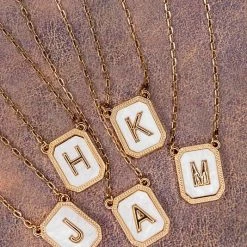 Purple Door Boutique Lovely Marble Initial Necklace Jewelry