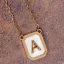 Purple Door Boutique Lovely Marble Initial Necklace Jewelry