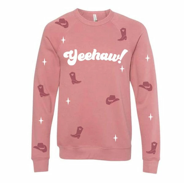 Purple Door Boutique Ladies' Yeehaw Cowgirl Mauve Sweatshirt 1 Purple Door Boutique Ladies' Yeehaw Cowgirl Mauve Sweatshirt