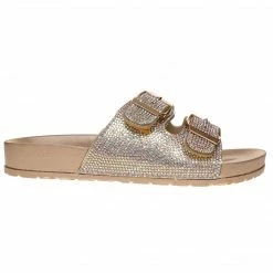 Purple Door Boutique Youth Gold Rhinestone Slide Sandals Shoes