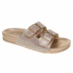 Purple Door Boutique Youth Gold Rhinestone Slide Sandals Shoes