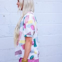 Purple Door Boutique The Abstract Painted Ivory Top New Arrivals