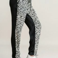 Purple Door Boutique Animal Print Black Drawstring Pants