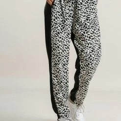 Purple Door Boutique Animal Print Black Drawstring Pants