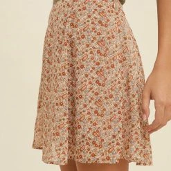 Purple Door Boutique Apricot Paisley Floral Mini Skirt