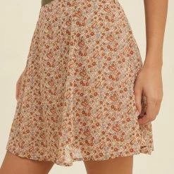 Purple Door Boutique Apricot Paisley Floral Mini Skirt