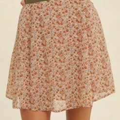 Purple Door Boutique Apricot Paisley Floral Mini Skirt