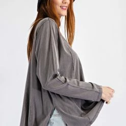 Purple Door Boutique Boxy Babe Ash Washed Top