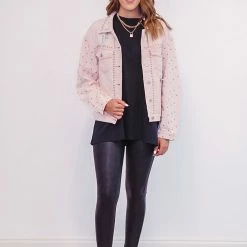 Purple Door Boutique The Pink Stud Denim Jacket New Arrivals