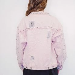 Purple Door Boutique The Pink Stud Denim Jacket New Arrivals
