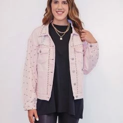 Purple Door Boutique The Pink Stud Denim Jacket New Arrivals