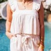Purple Door Boutique Sienna Linen Cream Top