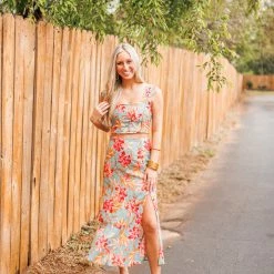 Purple Door Boutique Island Blue Floral Crop Top New Arrivals