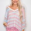 Purple Door Boutique Pink Sky Striped Knit Top