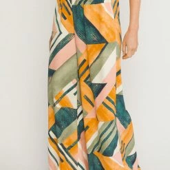 Purple Door Boutique Green Abstract Wide Leg Pants New Arrivals
