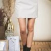 Purple Door Boutique Light Beige Leather Mini Skirt Ladies'