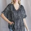 The Purple Door Boutique Black Satin Leopard Print Top