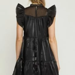 Purple Door Boutique Iridescent Black Tiered Babydoll Dress