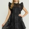Purple Door Boutique Iridescent Black Tiered Babydoll Dress