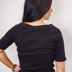 Purple Door Boutique Black Favorite Ribbed Knit Top