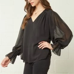 Purple Door Boutique Ladies Night Out Black Blouse