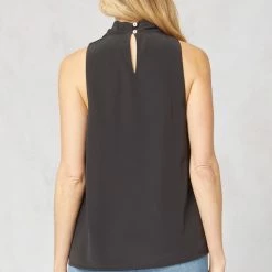 Purple Door Boutique Black Cowl Neck Sleeveless Top