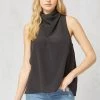 Purple Door Boutique Black Cowl Neck Sleeveless Top