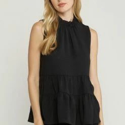 Purple Door Boutique New Arrivals Wishful Delight Black Tiered Top