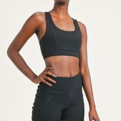 Mono B Athleisure New Arrivals Mono B Black Y-Back Sports Bra