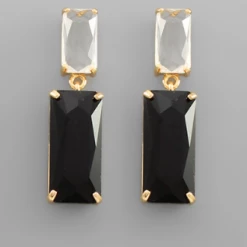 Purple Door Boutique Jewelry Baguette Black Dangle Earrings