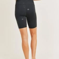 Mono B Athleisure Ladies' Mono B Black Star Foil Biker Shorts 5 Mono B Athleisure Ladies' Mono B Black Star Foil Biker Shorts