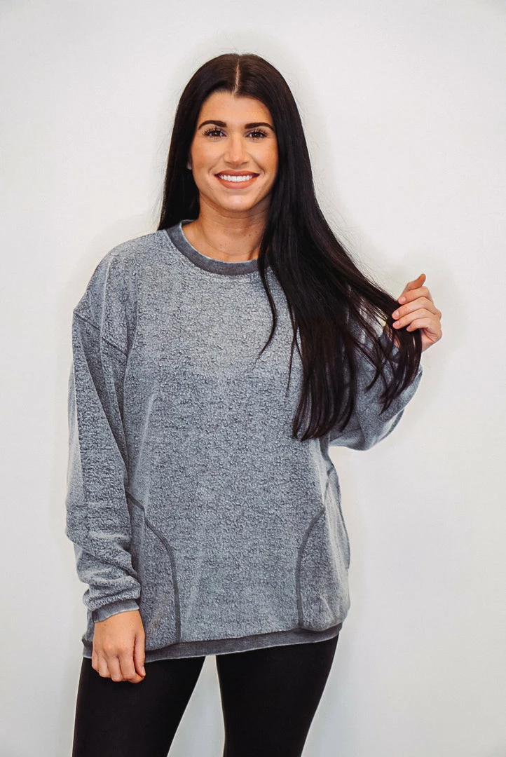 Purple Door Boutique Mono B Fuzzy Charcoal Pullover 8 Purple Door Boutique Mono B Fuzzy Charcoal Pullover